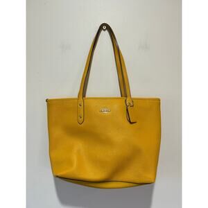 Coach yellow City Zip Tote leather handbag crossgrain leather